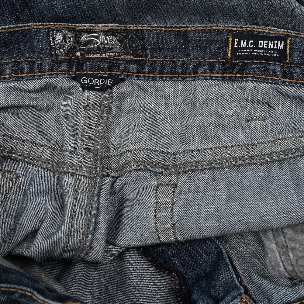 Silver Gordie Loose Relaxed Fit Jeans Mens 40x32 (42x31) Straight Leg Distressed